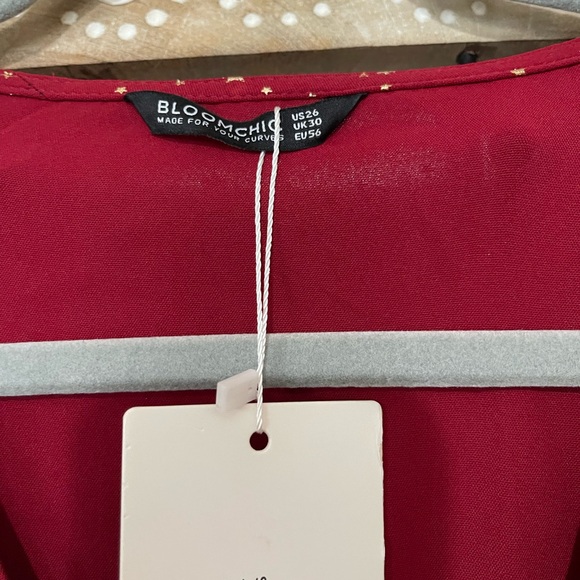 BloomChic Red Maxi Dress V-Neck Flutter Sleeve - Picture 3 of 5